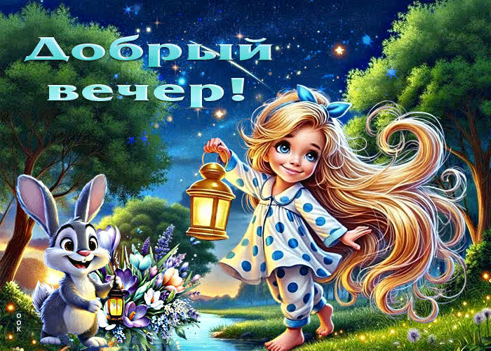 Picture сказочная весенняя гиф-открытка добрый вечер