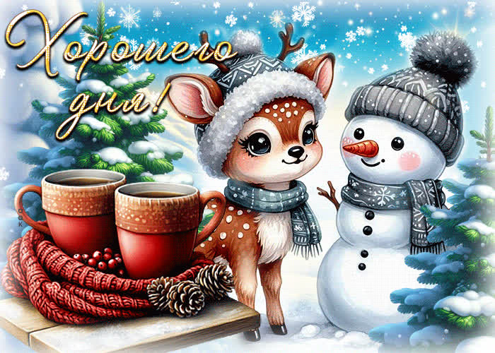 Postcard снежная чарующая гиф-открытка хорошего дня