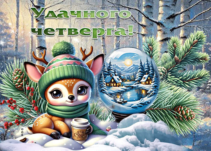 Picture снежная изысканная гиф-открытка удачного четверга