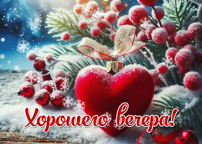 Postcard снежная креативная гиф-открытка хорошего вечера