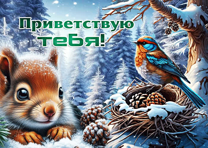 Postcard снежная нежная гифка приветствую тебя