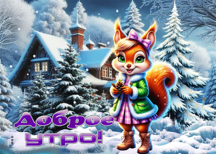 Postcard снежная приятная гифка доброе утро