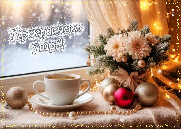 Postcard снежная трогательная гифка прекрасного утра