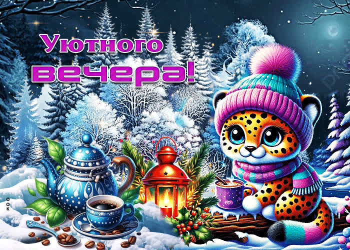 Picture снежная яркая гифка уютного вечера