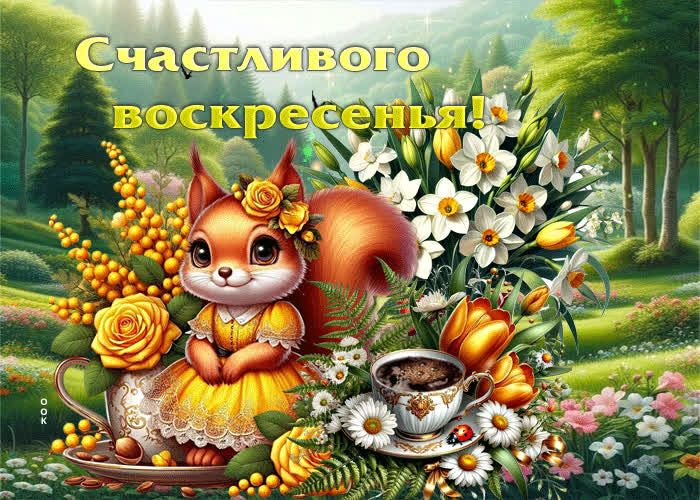 Postcard солнечная весенняя открытка счастливого воскресенья