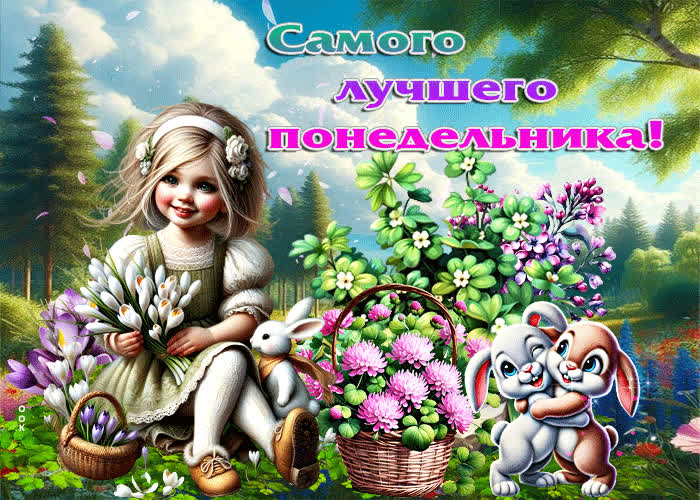 Postcard спокойная и уютная весенняя гиф-открытка самого лучшего понедельника