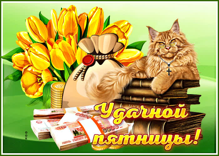 Postcard супер открытка удачной пятницы! с деньгами