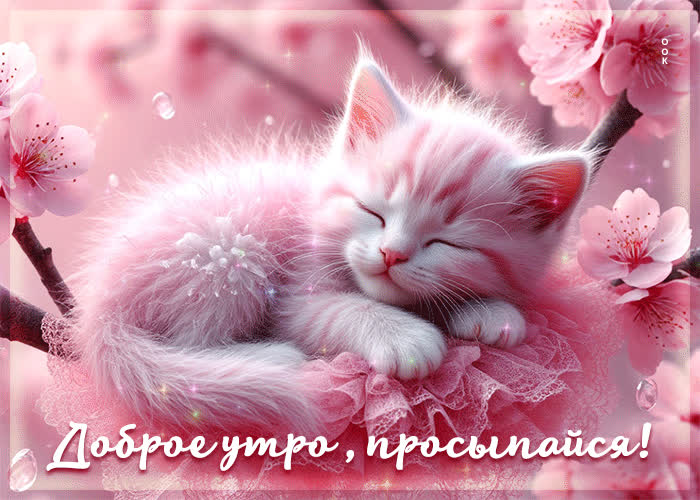 Postcard светлая, чудесная весенняя гиф-открытка доброе утро, просыпайся
