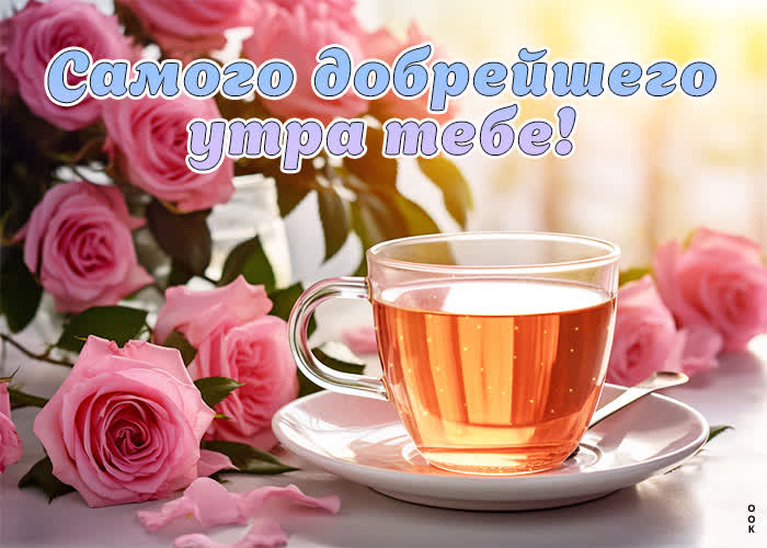 Postcard светлая и душевная открытка с розами самого добрейшего утра тебе