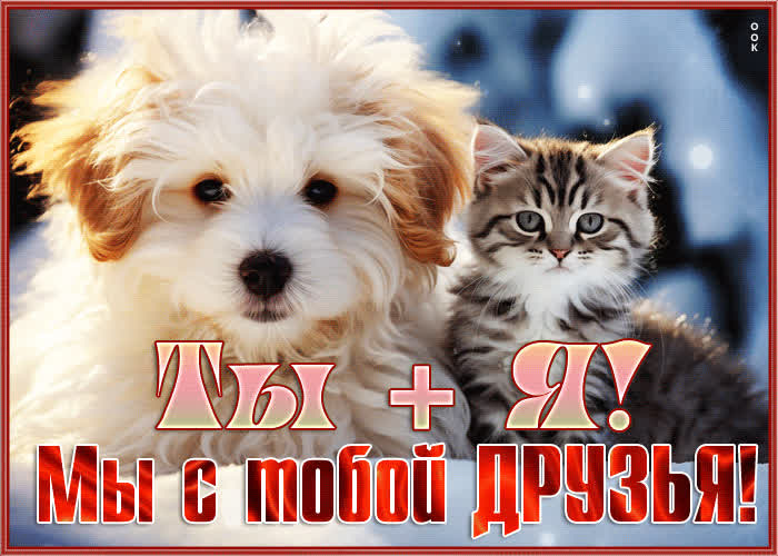 Picture светлая и веселая зимняя гиф-открытка мы с тобой друзья
