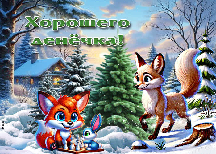 Postcard тихая зимняя гиф-открытка хорошего денечка