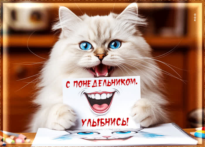 Postcard тёплая открытка с понедельником, улыбнись!