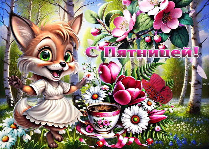 Postcard тёплая весенняя открытка с пятницей
