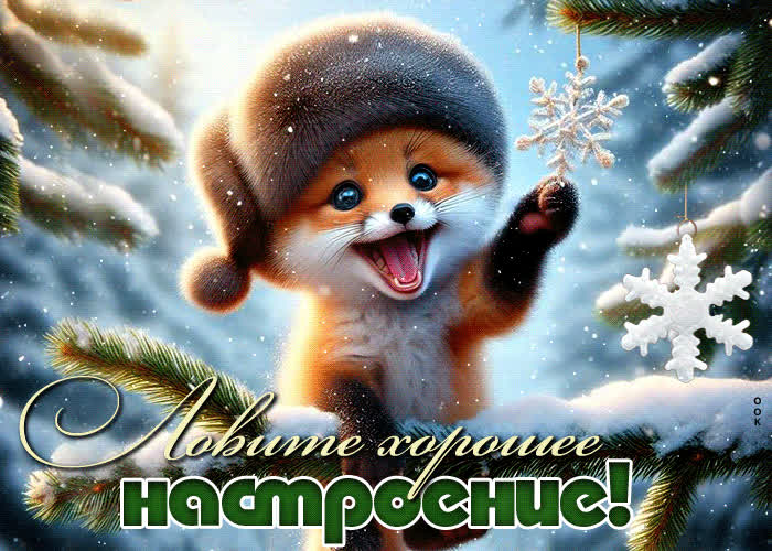 Postcard вдохновляющая снежная открытка ловите хорошее настроение