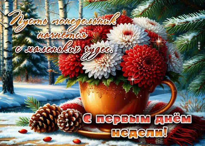 Postcard волшебно-нежная гифка с первым днем недели