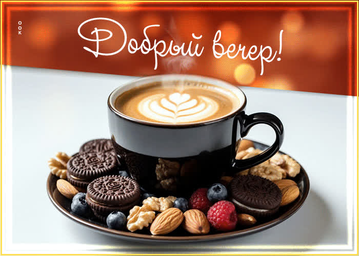 Postcard художественная гифка добрый вечер