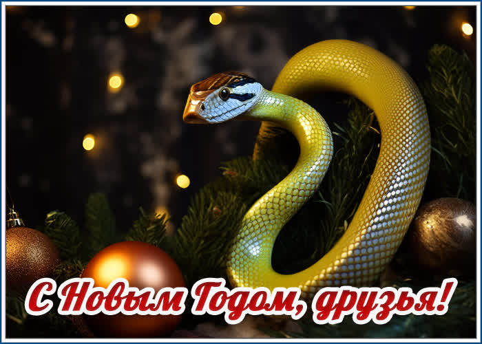 Picture яркая и креативная открытка с новым годом, друзья!