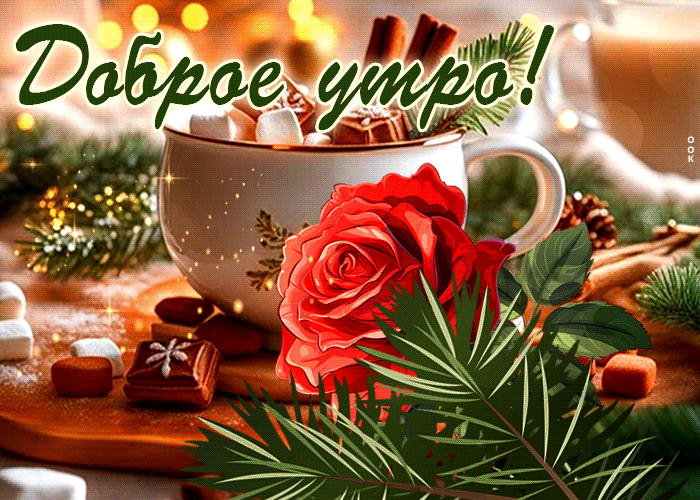 Picture яркая и живая гиф-открытка с розой доброе утро