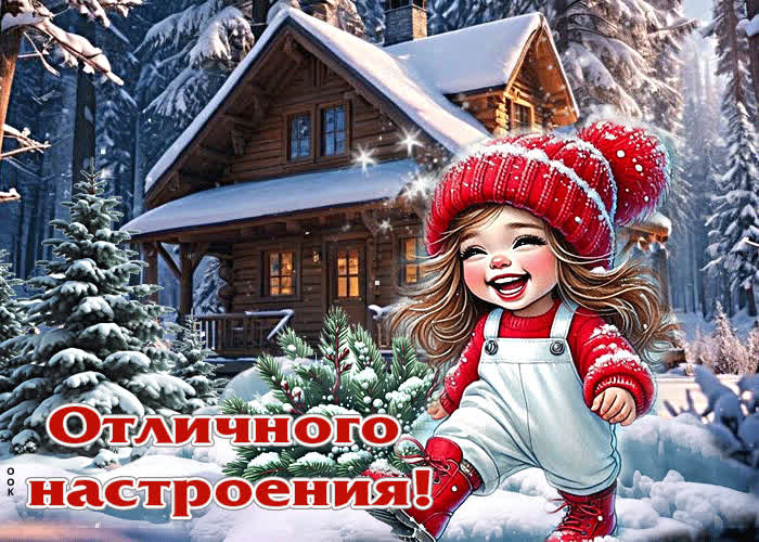 Picture яркая зимняя гиф-открытка отличного настроения