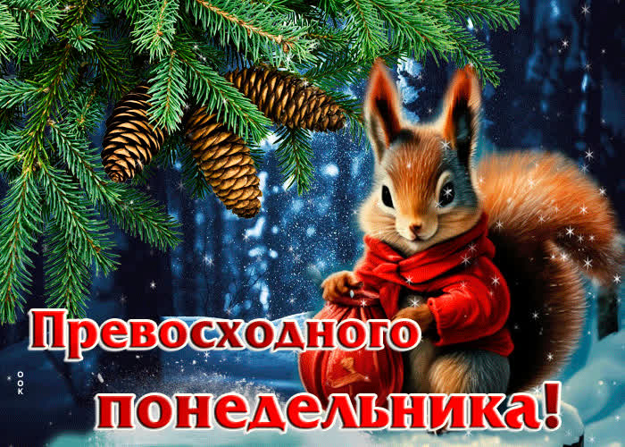 Postcard яркая зимняя гиф-открытка превосходного понедельника