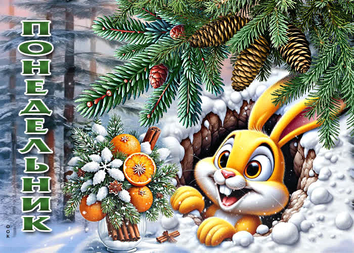 Postcard завораживающая зимняя гиф-открытка понедельник