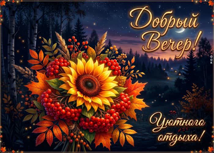 Postcard желаю, чтобы вечером к тебе в гости зашло спокойствие и осталось ночевать.