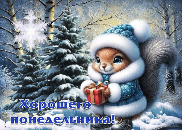 Postcard зимне-сказочная гифка хорошего понедельника