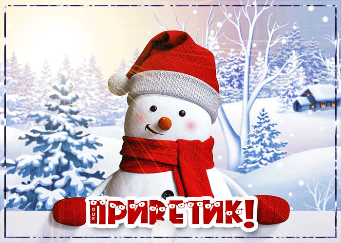 Картинка зимний приветик от снеговика